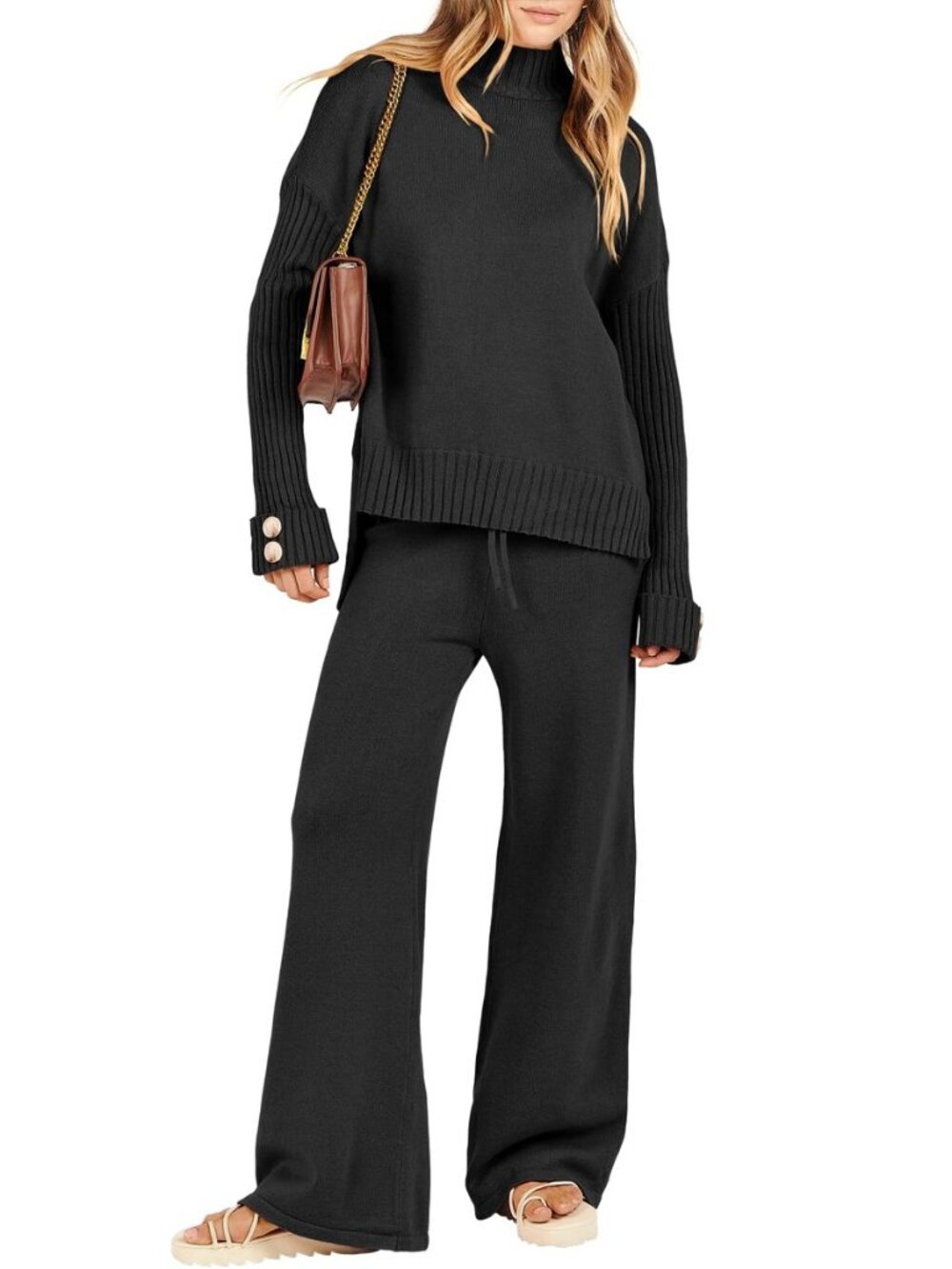 Womens Mock Neck Sweater Sets Fall 2 Piece Outfits